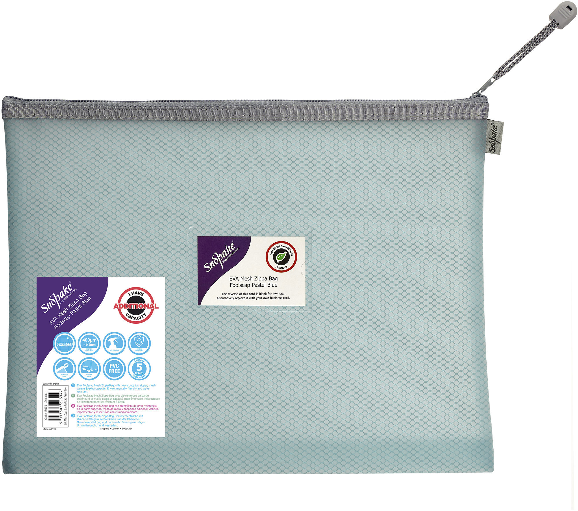 SNOPAKE EVA Pastel Mesh so zipsom HC, 36 × 27.5 cm, pastelovo modré