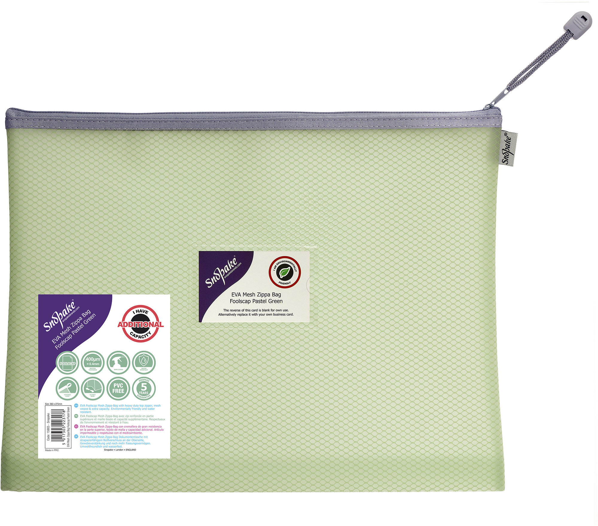 SNOPAKE EVA Pastel Mesh so zipsom HC, 36 × 27.5 cm, pastelovo zelené