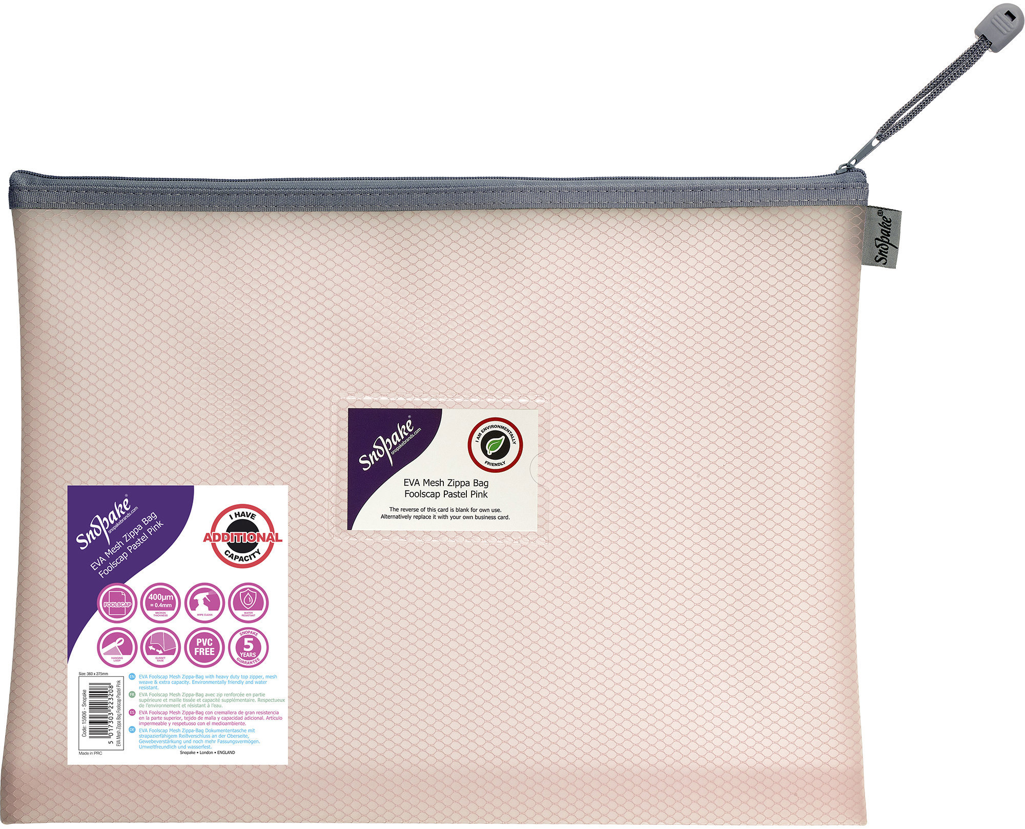 SNOPAKE EVA Pastel Mesh so zipsom HC, 36 × 27.5 cm, pastelovo ružové