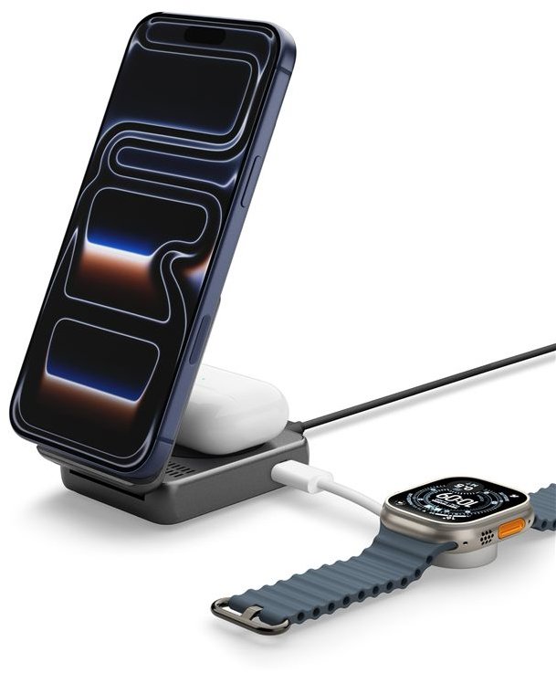 Spigen Essential MagSafe 2-in-1 + C Wireless Charger EF302MOQ Black