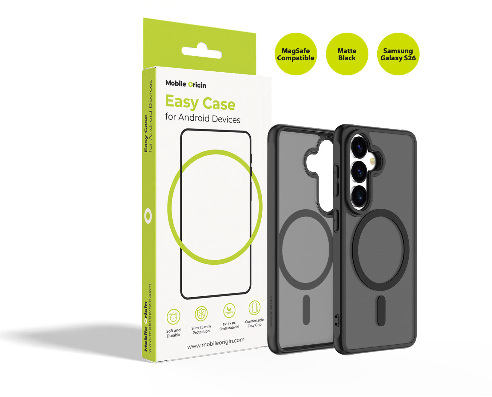 Mobile Origin Easy Case MagSafe Matte Black Samsung Galaxy S26