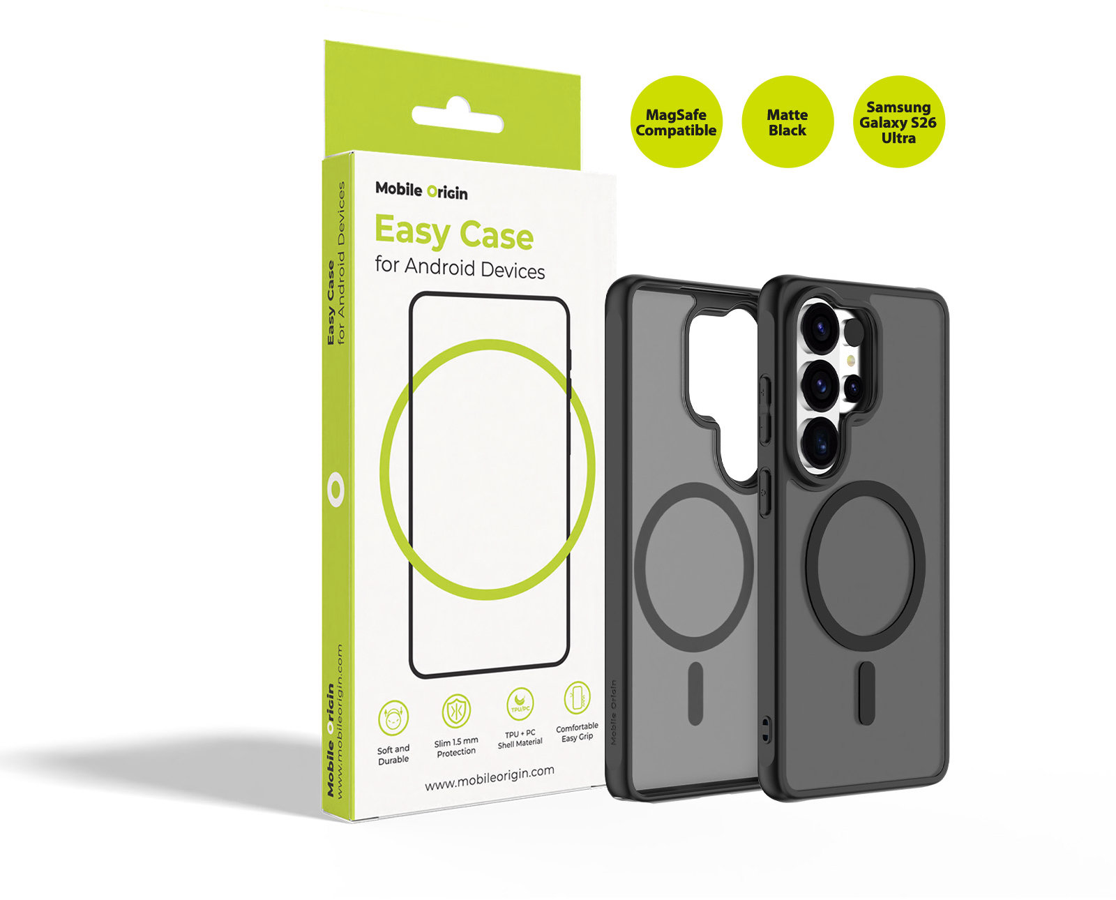 Mobile Origin Easy Case MagSafe Matte Black Samsung Galaxy S26 Ultra