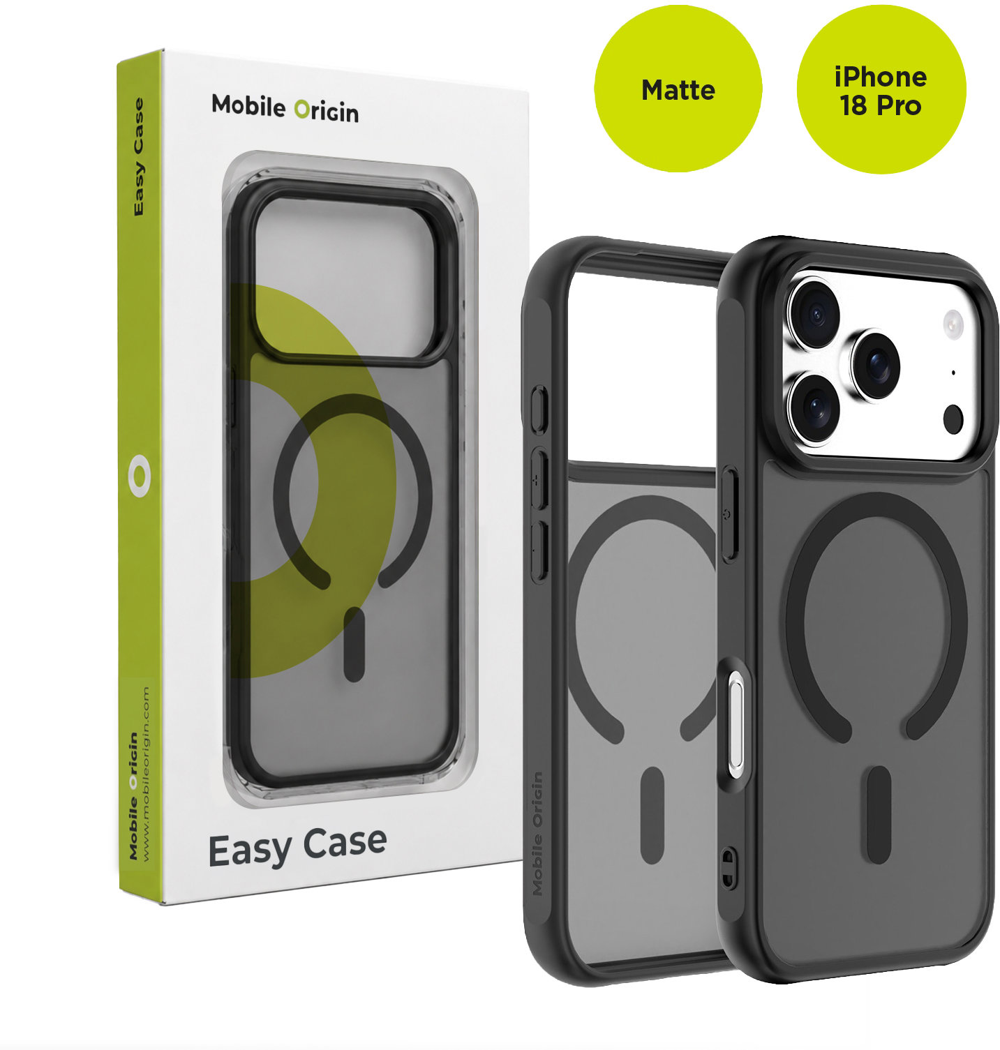 Mobile Origin Easy Case Kompatibilný s MagSafe Matte Black iPhone 18 Pro