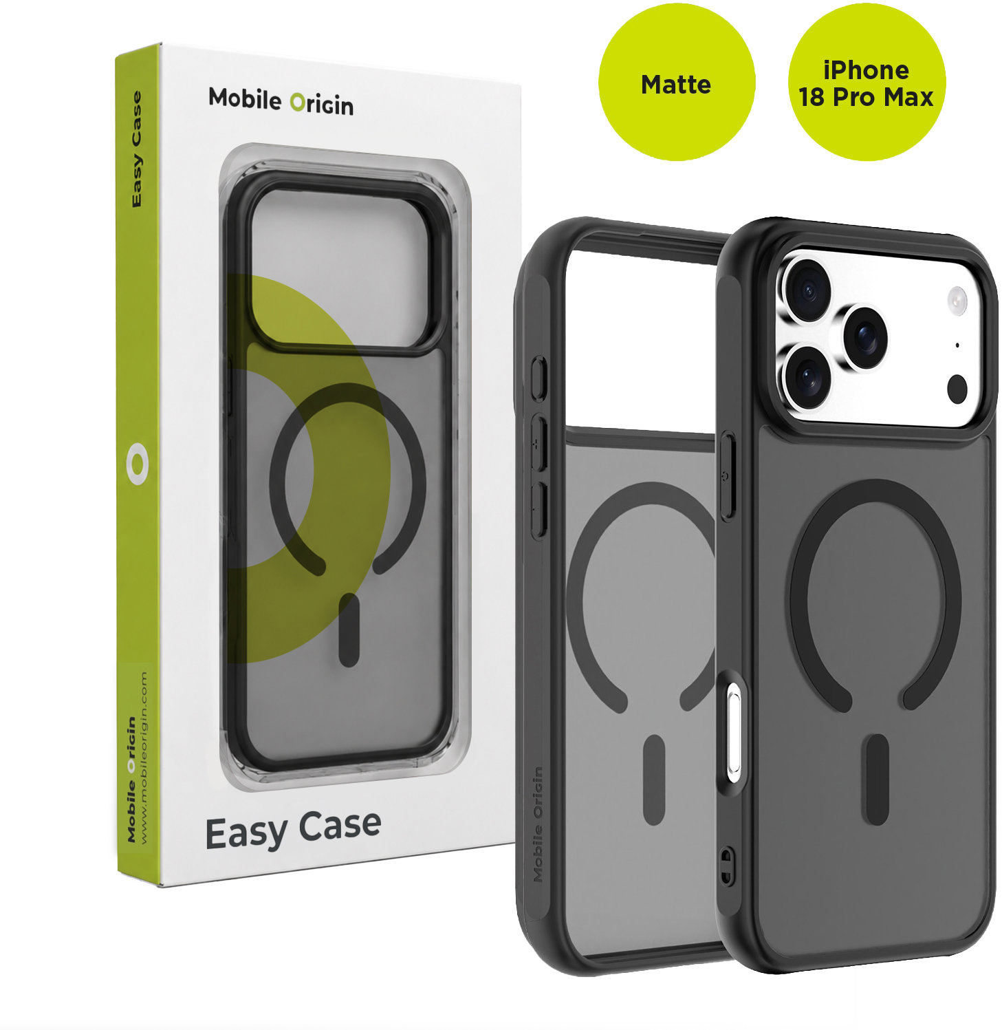 Mobile Origin Easy Case kompatibilný s MagSafe Matte Black iPhone 18 Pro Max