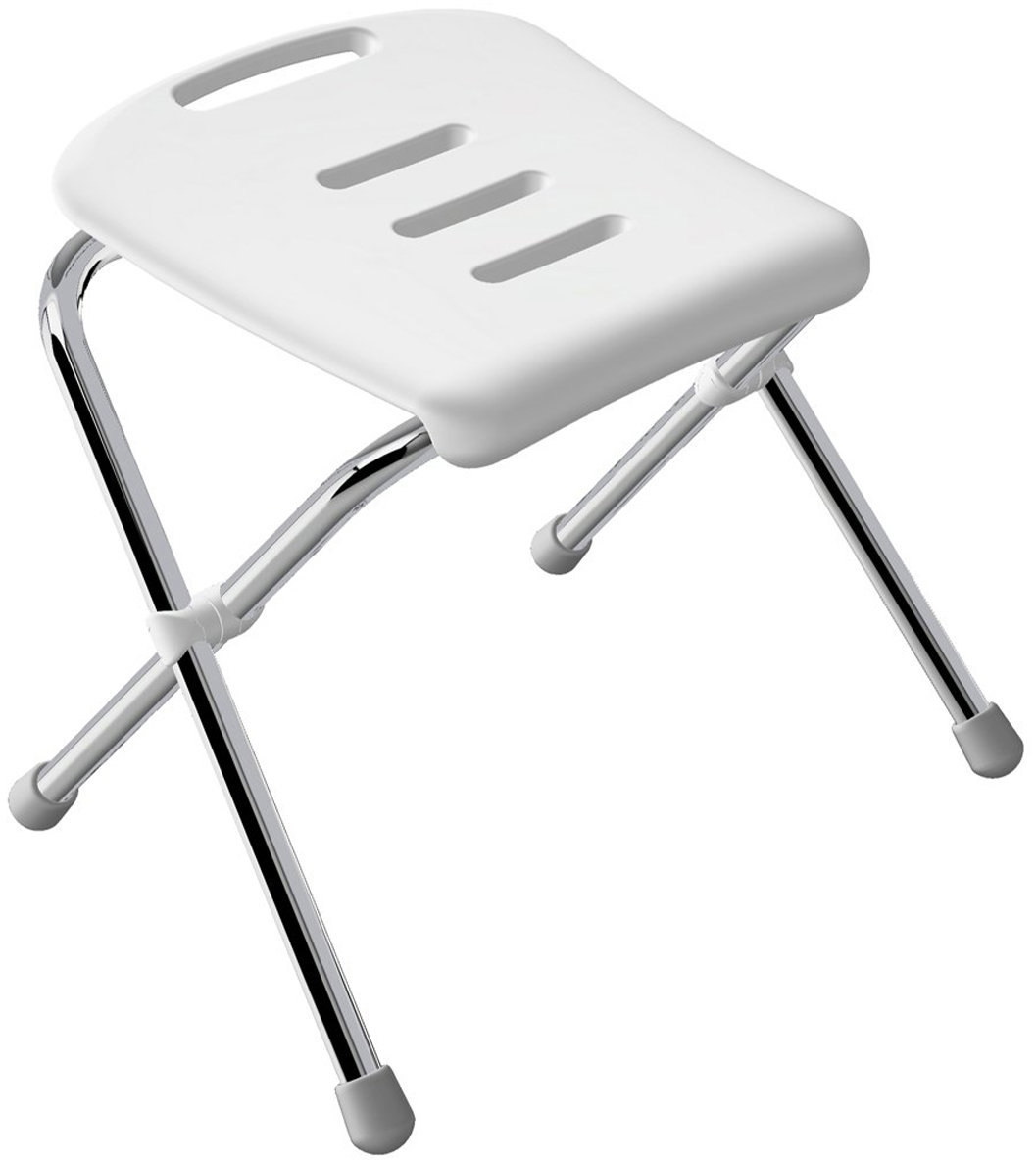 SPIRELLA Sedadlo do sprchy SITZ, skladacie, biele, chrómovaná oceľ, 47 cm, do 130 kg