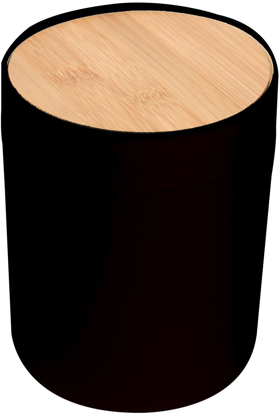 Spirella výklopný kôš Alais, čierny plast, s bambusovým vekom, 2,5 l