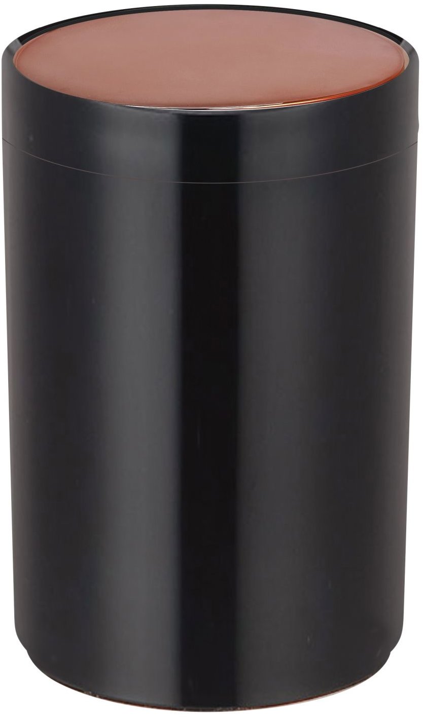 MSV výklopný odpadkový kôš Lena, čierny, plast, veko s medeným vzhľadom, 5 l