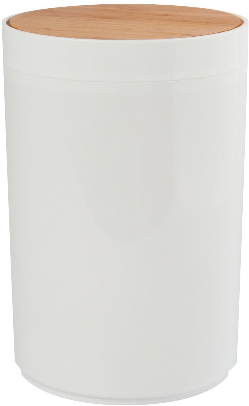 MSV výklopný odpadkový kôš Oslo, biely, plast, bambusové veko, 5 l