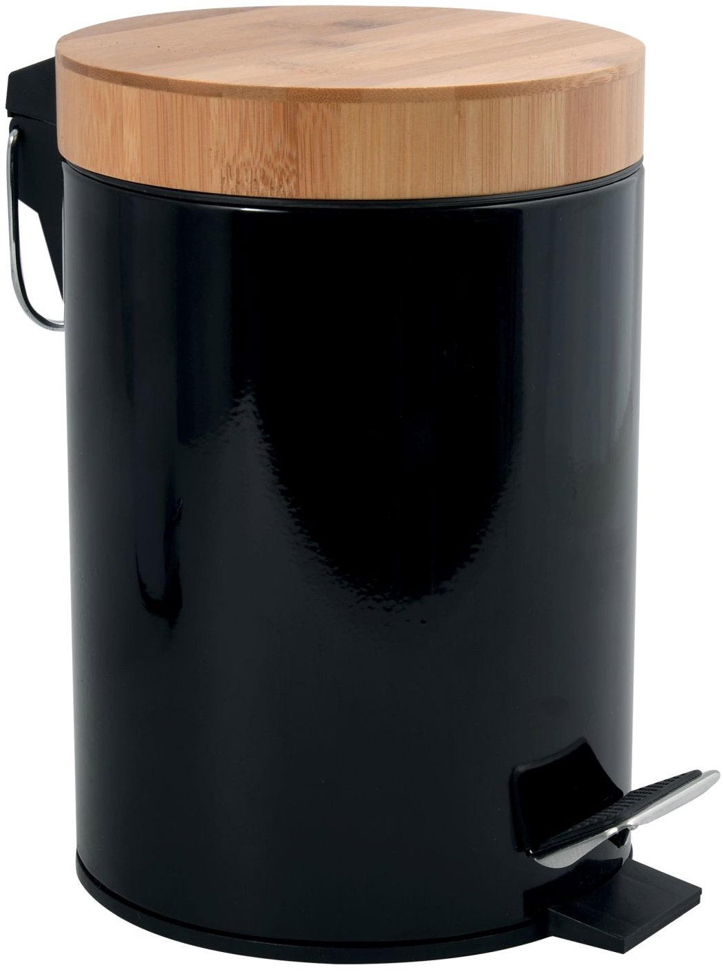 MSV pedálový odpadkový kôš Aza, čierny, oceľ, bambusové veko, 3 l
