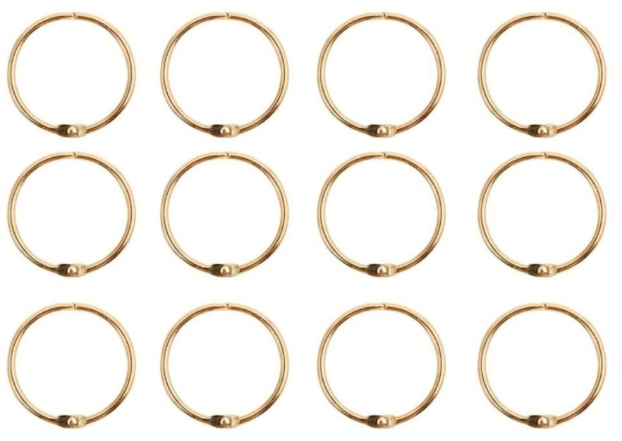 Spirella sada 12 ks krúžkov na sprchové závesy RINGO SMALL, zlatá, kov, priemer 4 cm