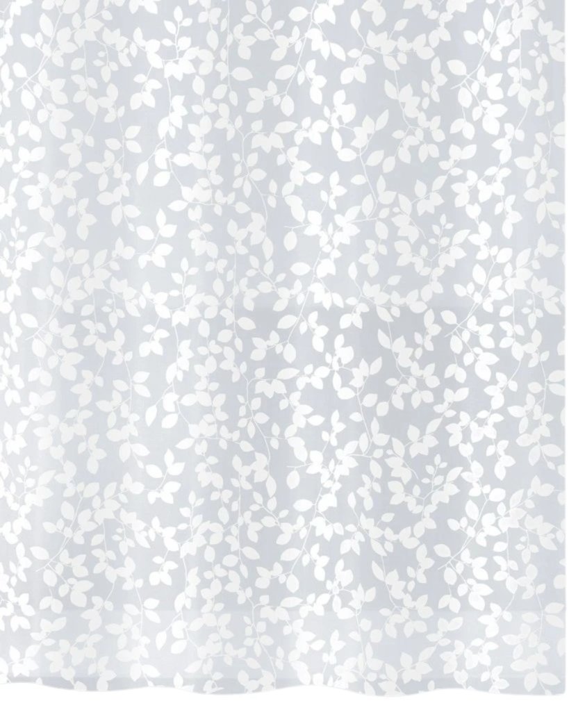 Spirella sprchový záves BLATT, motív rastlín, sivo-biely, PEVA, 180 × 200 cm