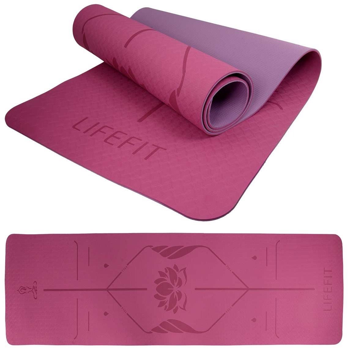LIFEFIT YOGA MAT LOTOS DUO, 183 × 58 × 0,6 cm, bordó