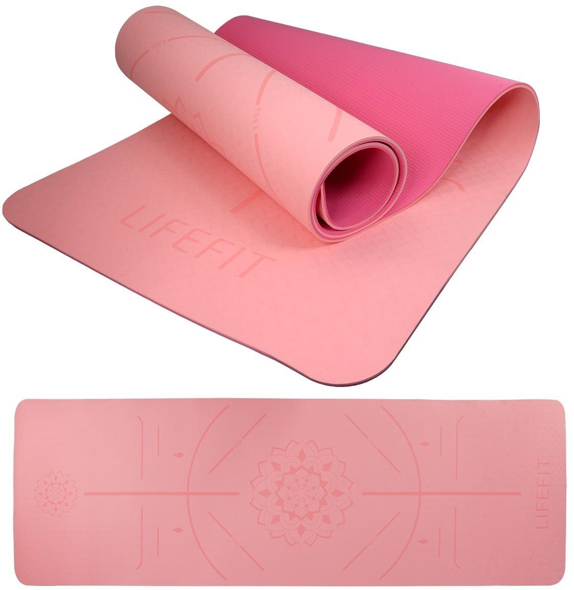 LIFEFIT YOGA MAT RELAX DUO, 183 × 58 × 0,6 cm, ružová