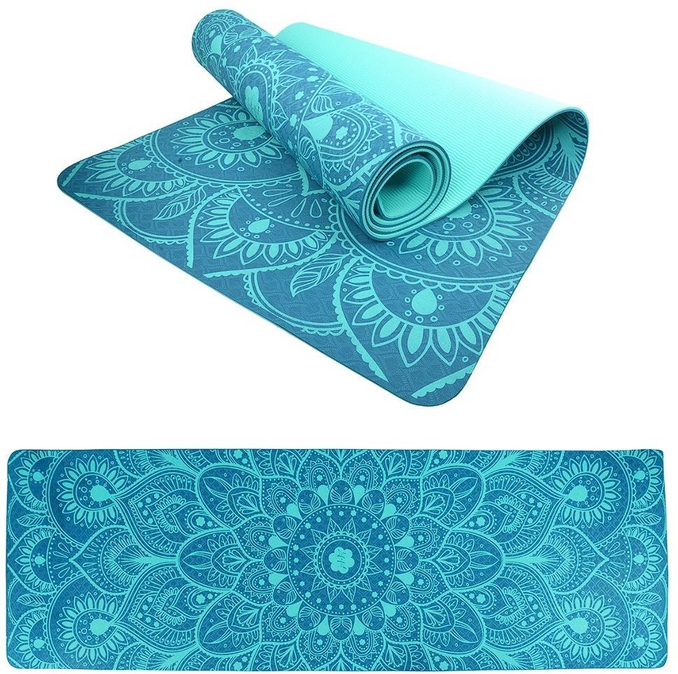 LIFEFIT YOGA MAT MANDALA DUO, 183 × 58 × 0,6 cm, tyrkysová