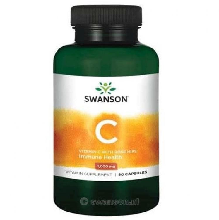 Swanson Vitamin C + Extrakt zo Šípok, 1000 mg, 90 kapsúl