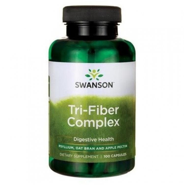 Swanson Tri-Fiber Complex, Komplex 3 Druhov Vlákniny, 100 kapsúl