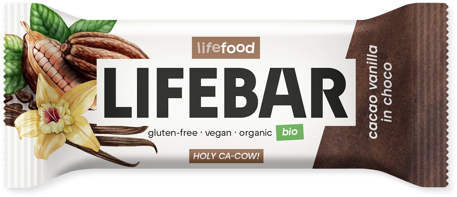 Lifefood Lifebar InChoco S kakaovými bôbmi a vanilkou RAW BIO 40 g