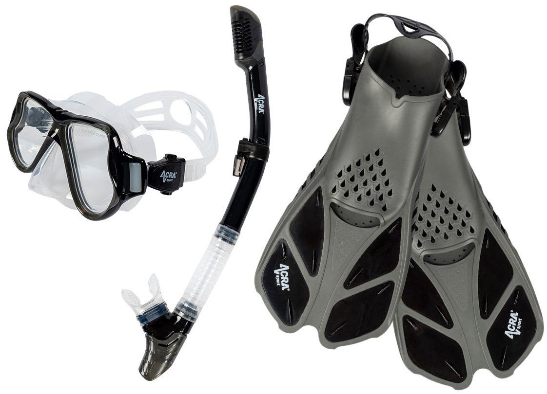 ACRA Šnorchlovacia súprava 3 v 1 M6213, čierna, okuliare, šnorchel, plutvy 36 – 41