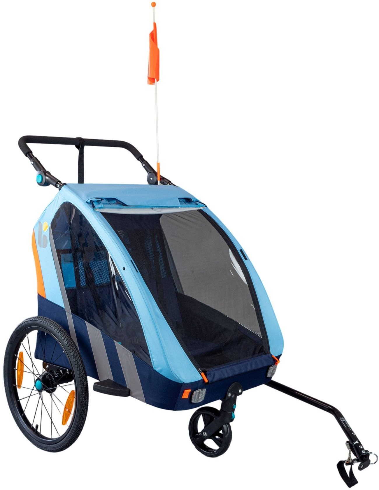 Trailblazer detský kombinovaný vozík za bicykel + kočík pre 2 deti – modrý