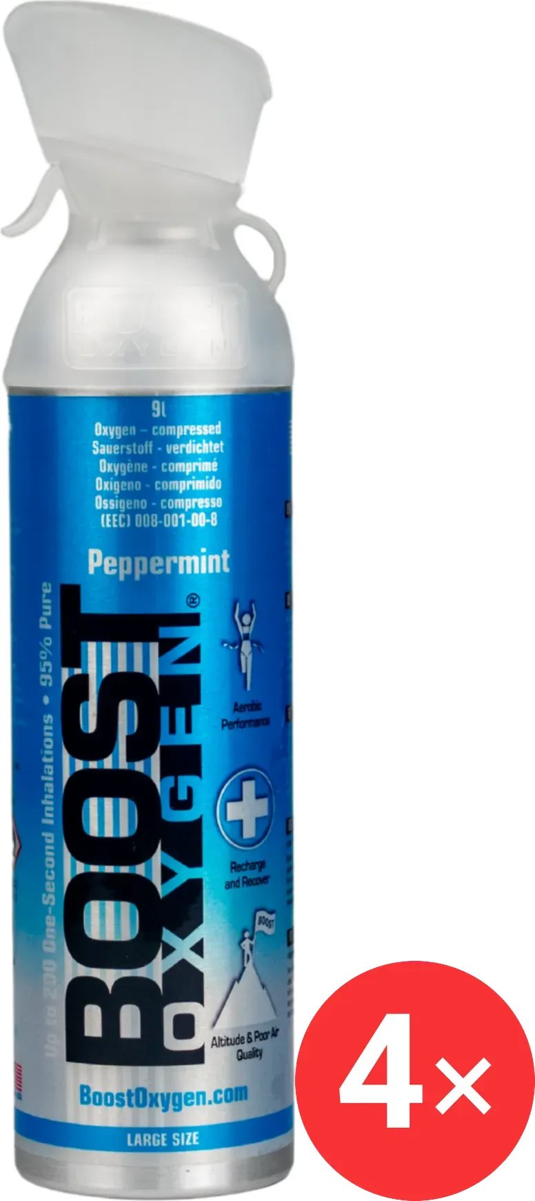Boost Oxygen Doplňkový kyslík v plechovce Peppermint, velký, 4 × 9 l