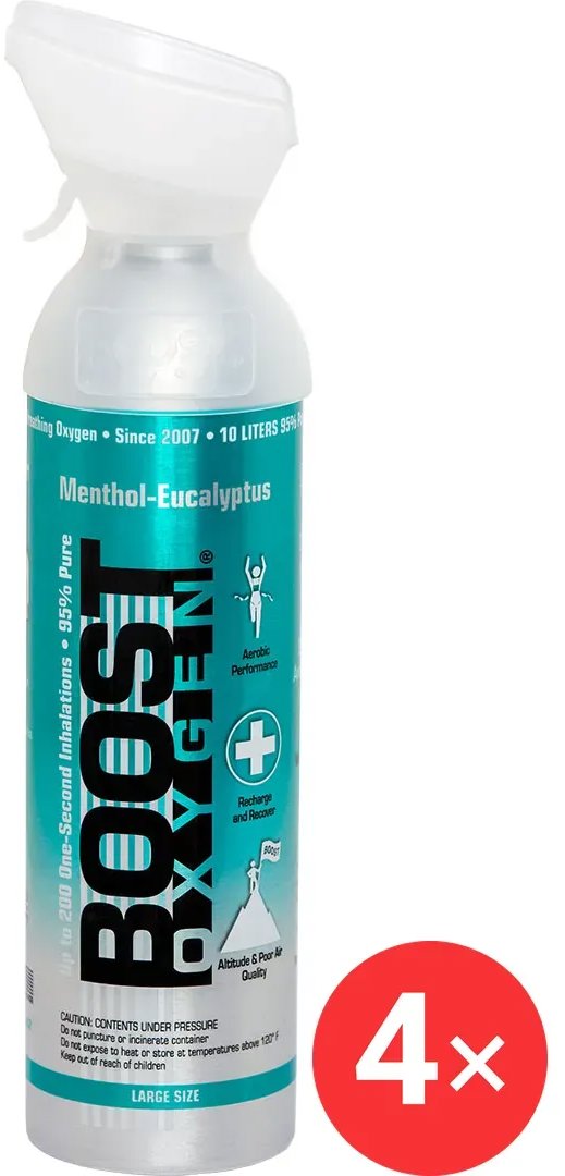 Boost Oxygen Doplňkový kyslík v plechovce Mentol Eukalyptus, velký, 4 × 9 l