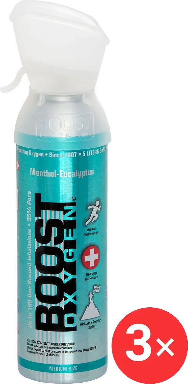 Boost Oxygen Doplňkový kyslík v plechovce Mentol Eukalyptus, střední, 3 × 5 l