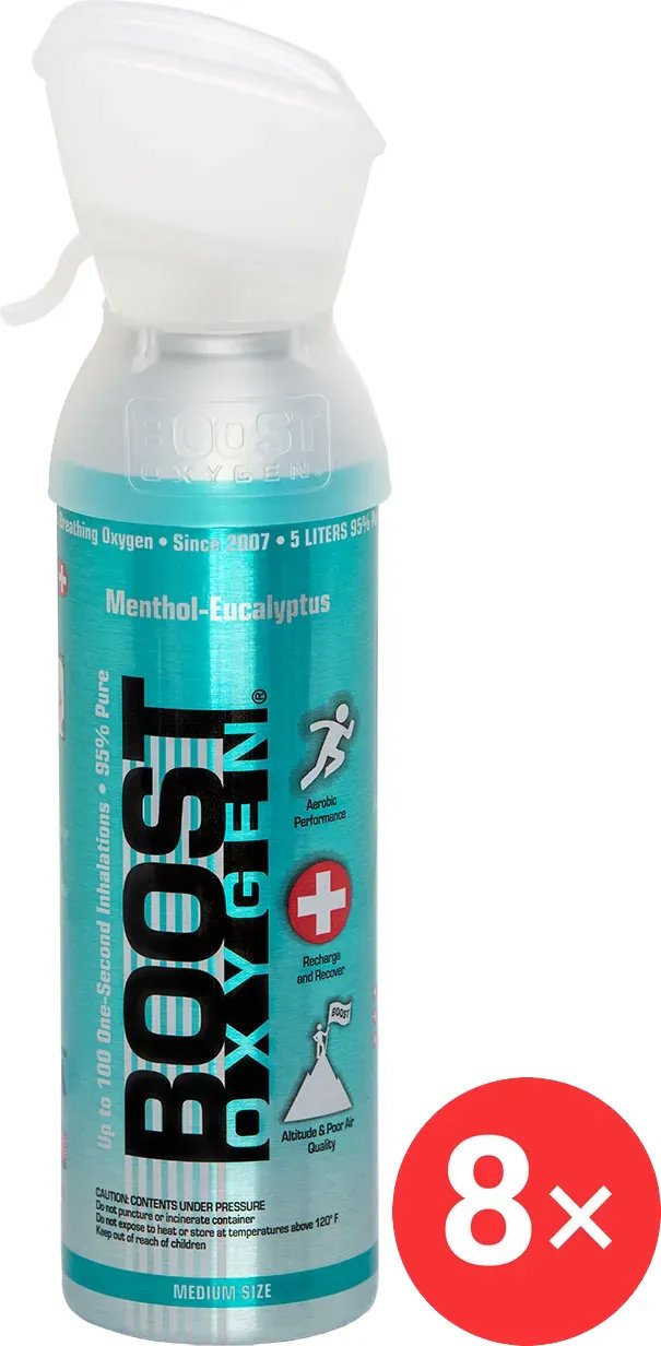 Boost Oxygen Doplňkový kyslík v plechovce Mentol Eukalyptus, střední, 8 × 5 l