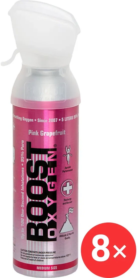 Boost Oxygen Doplňkový kyslík v plechovce Růžový Grapefruit, střední, 8 × 5 l