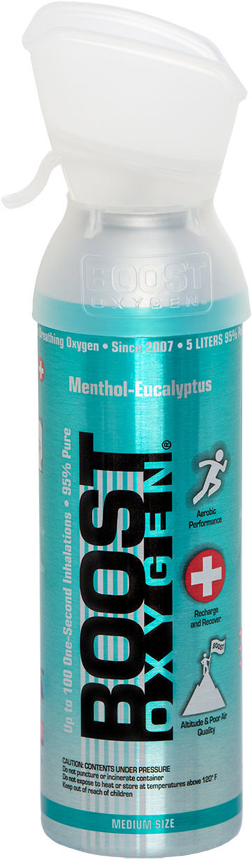 Boost Oxygen doplnkový kyslík v plechovke Mentol Eukalyptus, stredný, 12 × 5 l