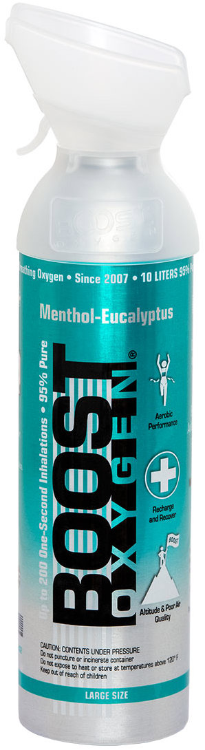 Boost Oxygen doplnkový kyslík v plechovke Mentol Eukalyptus, veľký, 12 × 9 l