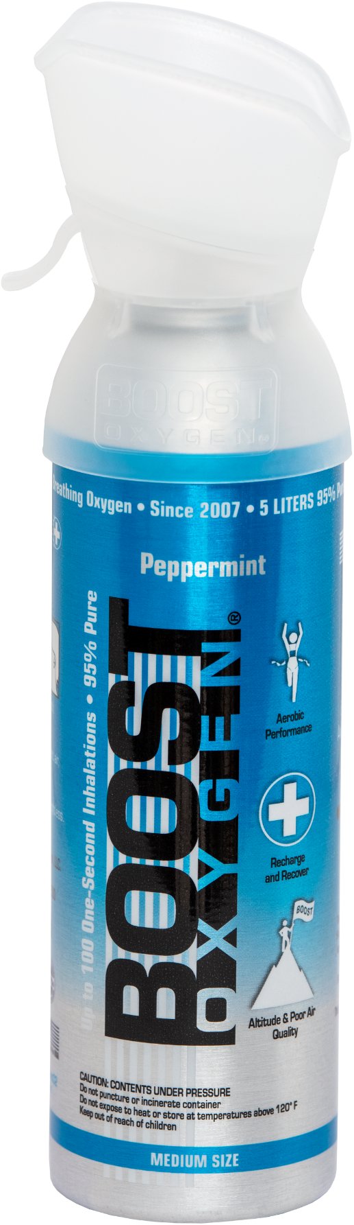 Boost Oxygen doplnkový kyslík v plechovke Peppermint, stredný, 12 × 5 l