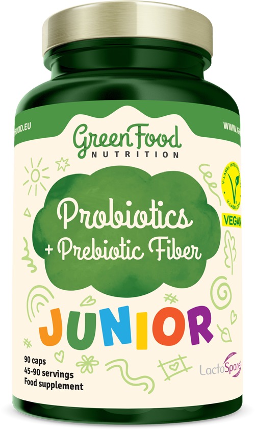 GreenFood Nutrition Junior Probiotics + Prebiotic Fiber 90 kapsúl