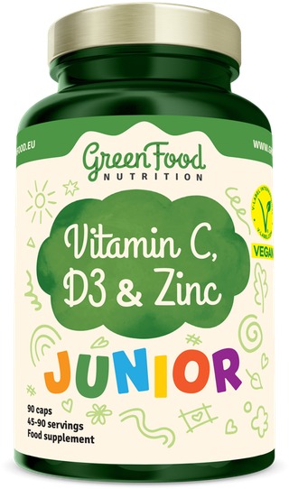 GreenFood Nutrition Junior Vitamín C, D3 & Zinc 90 kapsúl