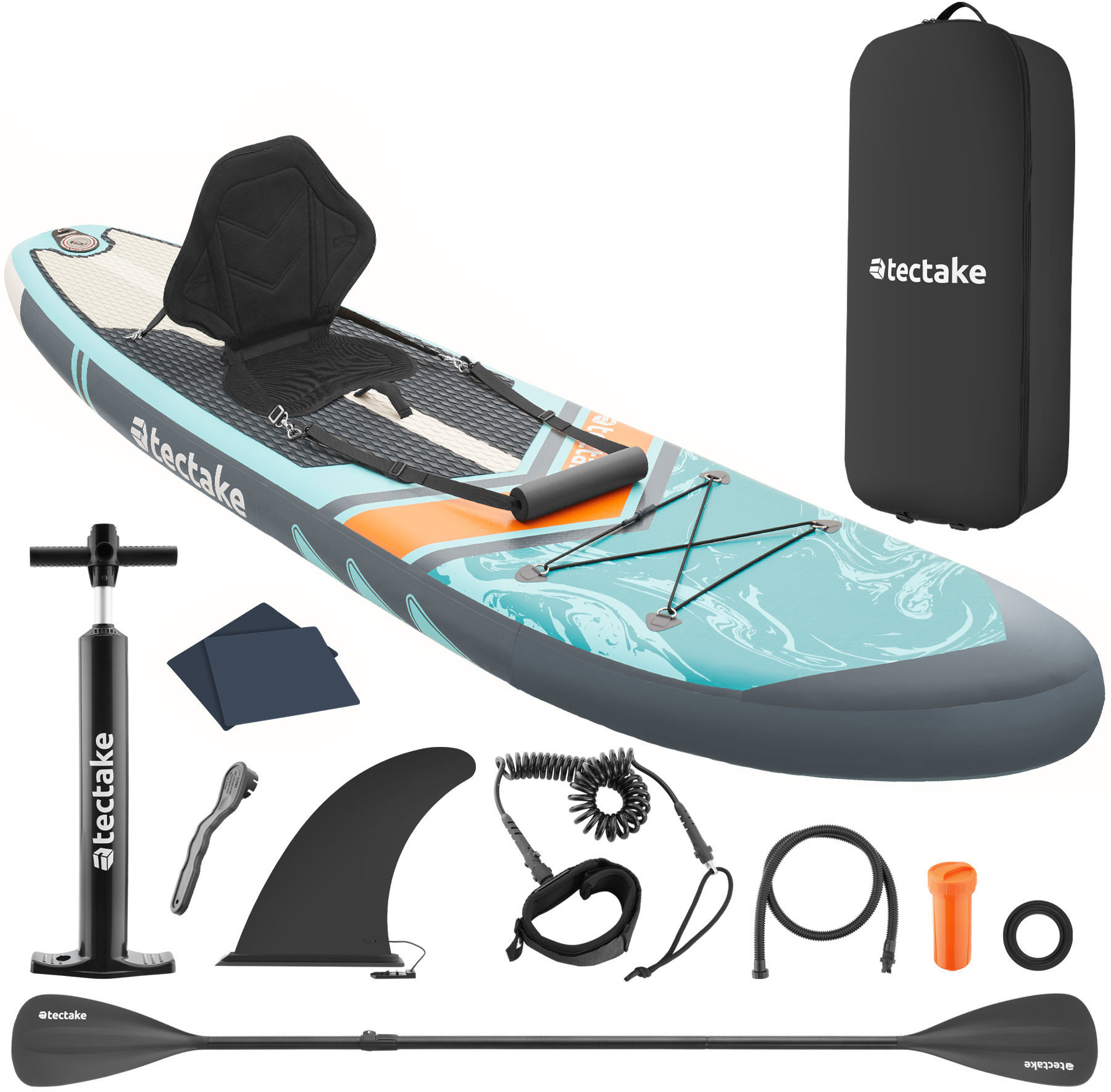 TecTake Zenon Paddleboard s příslušenstvím, 2 v 1 nafukovací, vícebarevný