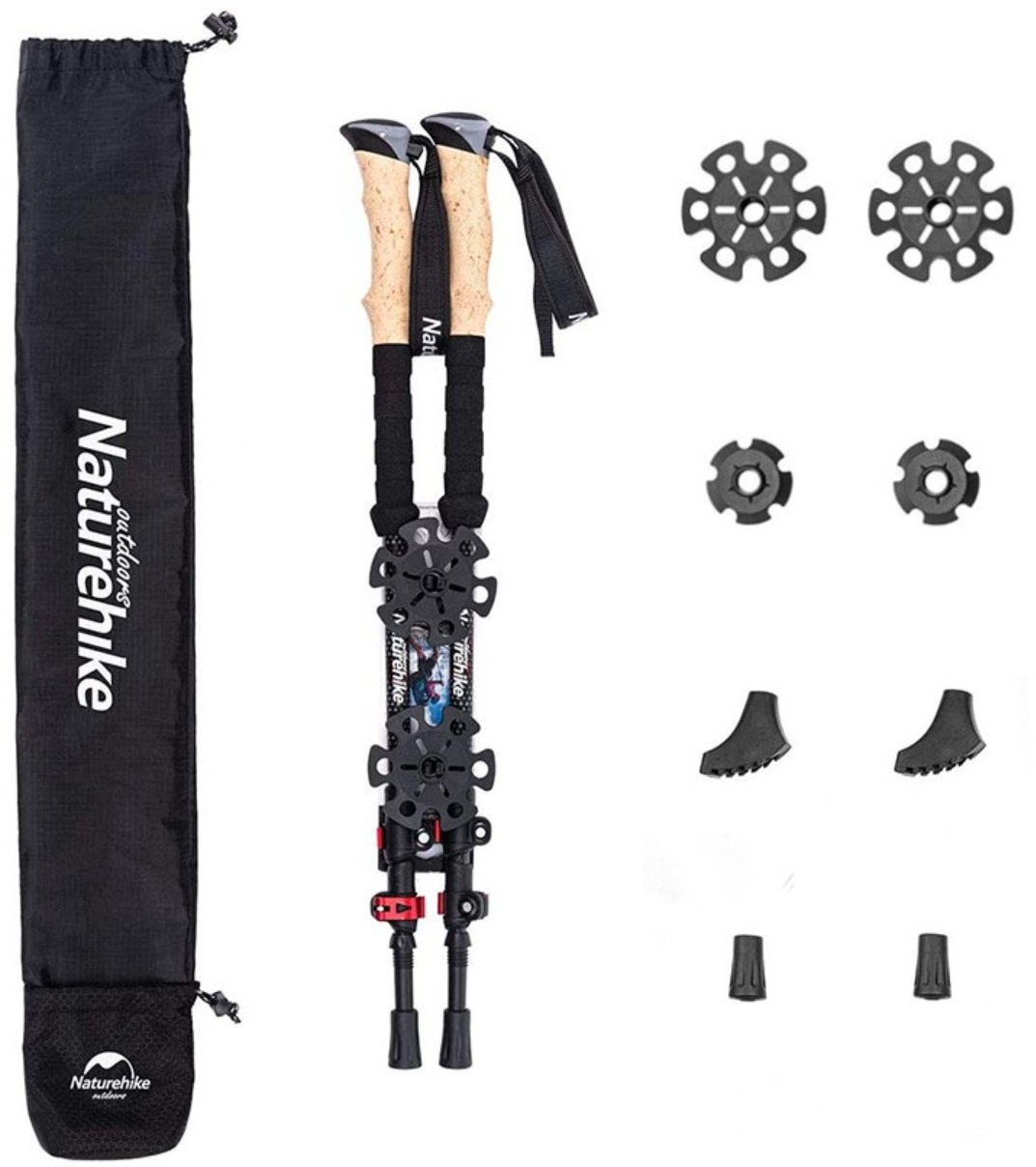 Naturehike carbónové trekingové palice DS03 pár 400 g – čierno/červené
