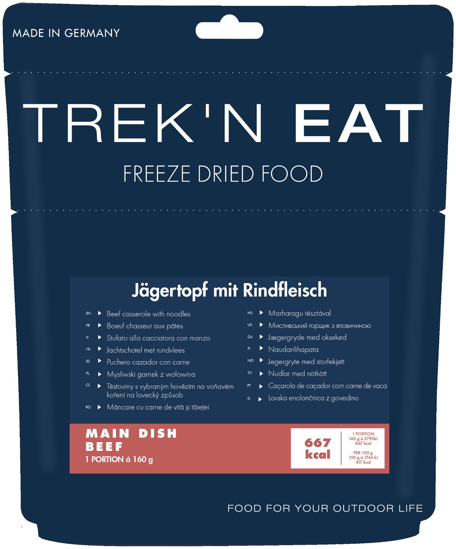 Trek'n eat Cestoviny s vybraným hovädzím na voňavom korení na poľovnícky spôsob