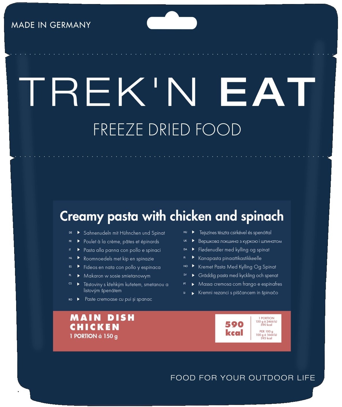 Trek'n eat Cestoviny s krehkým kuraťom, smotanou a listovým špenátom