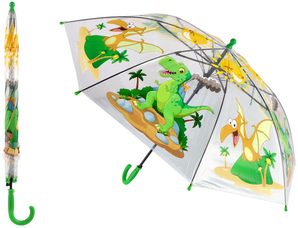 Teddies Priehľadný dáždnik farebným motívom dinosaura