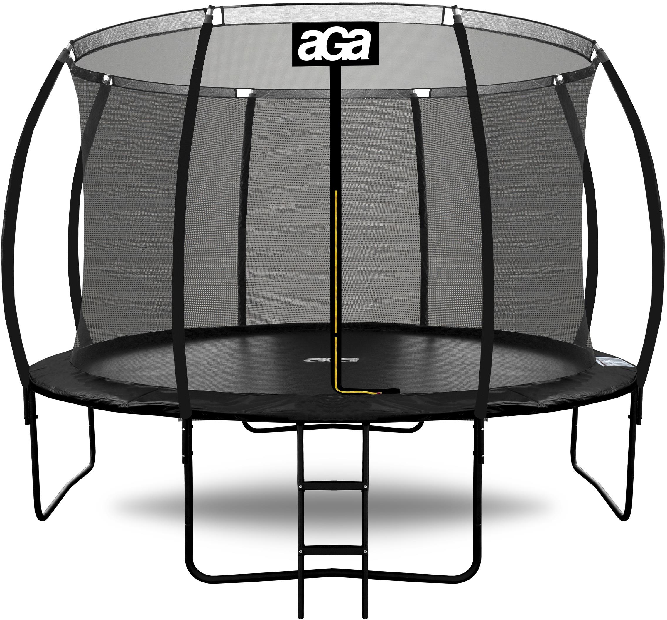 Aga Sport Exclusive Trampolína 366 cm, čierna, ochranná sieť a rebrík