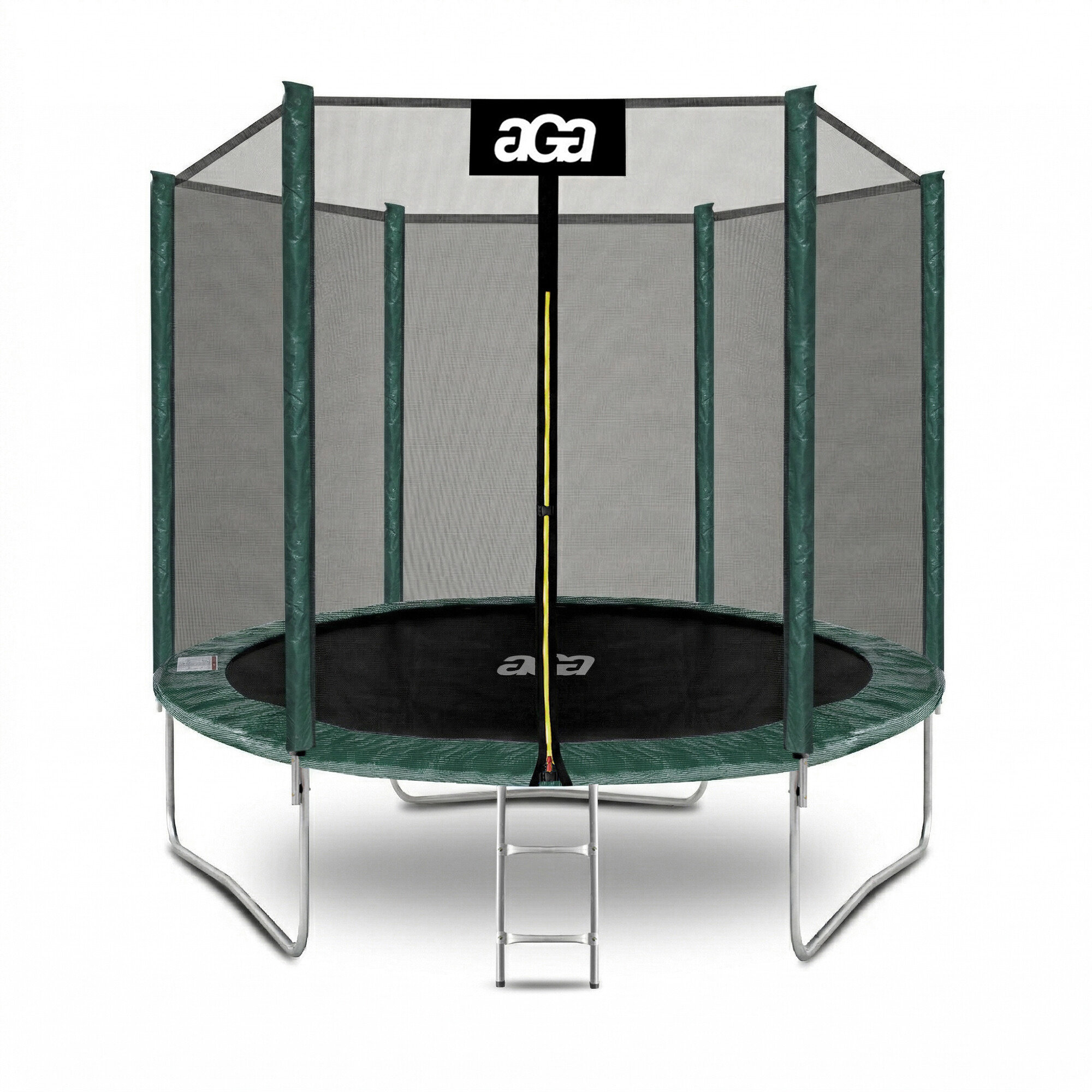 Aga SPORT TOP Trampolína 250 cm tmavo zelená + ochranná sieť + rebrík