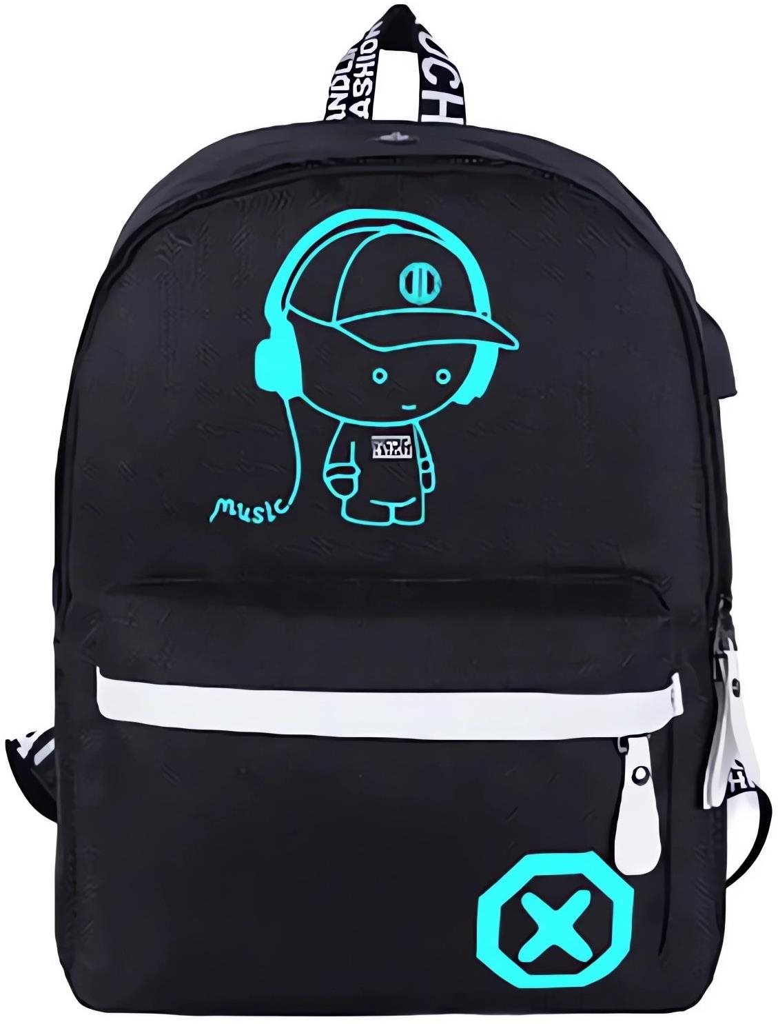 Verk 27137 Inteligentný svietiaci batoh unisex s USB, peračník, zámok, 19 l, čierny