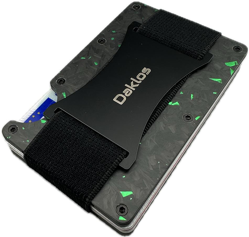 DAKLOS Carbon RFID karbónová mini peňaženka čiernozelená
