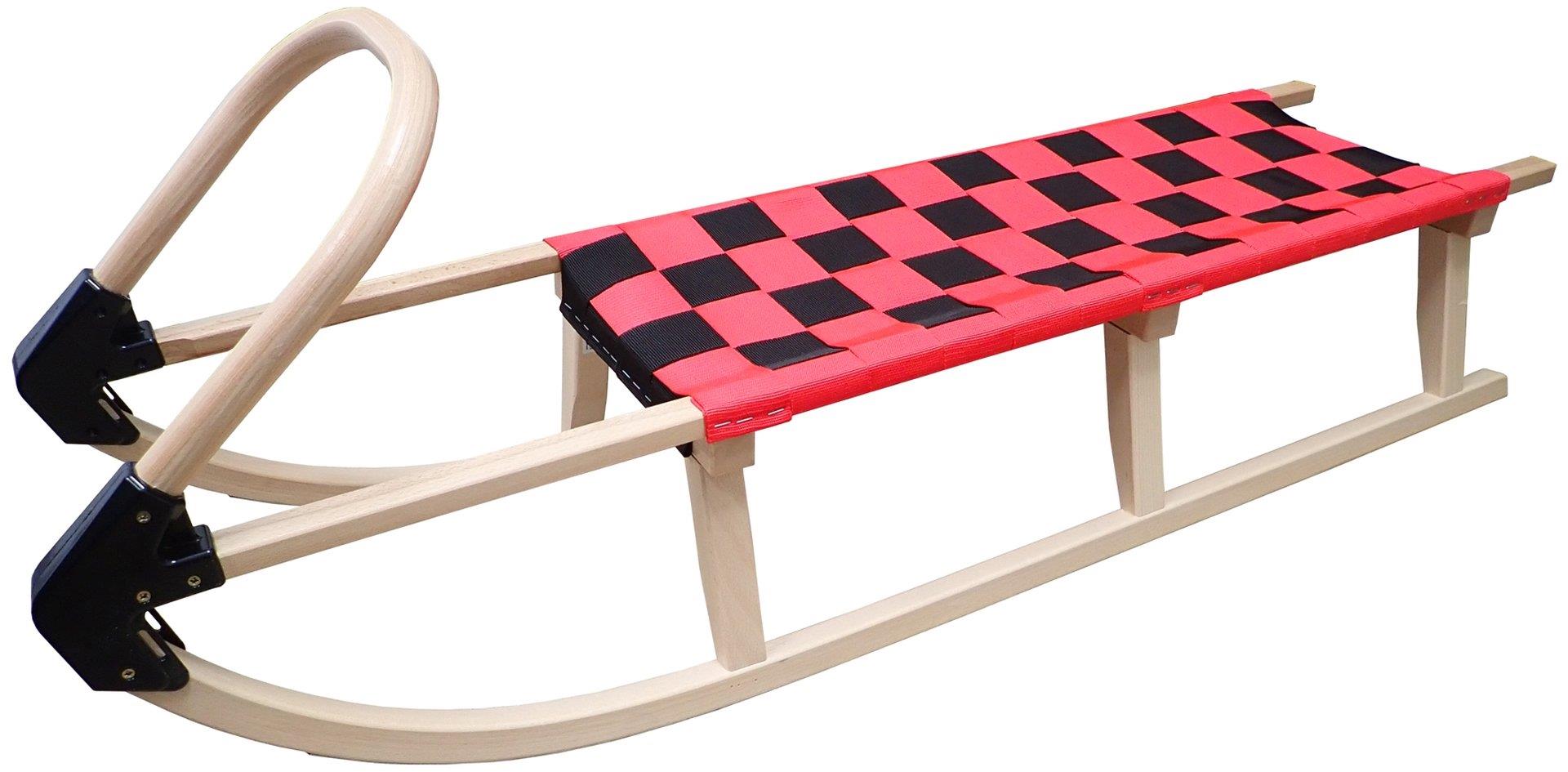 KUBIsport Sánky 125 cm, drevené, červené