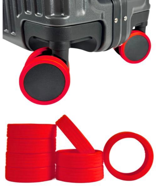 Bertoo Ochranné silikónové návleky na dvojité kolieska kufra – 8 kusov červené