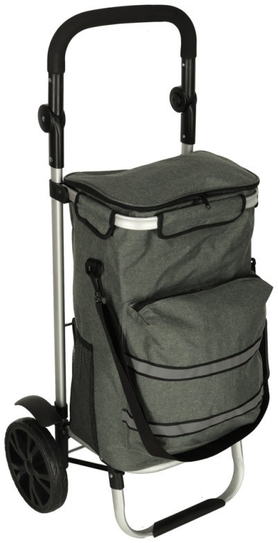 KIK KX3141 Nákupná taška na kolieskach s hliníkovým rámom 40 l, 100 cm, sivá