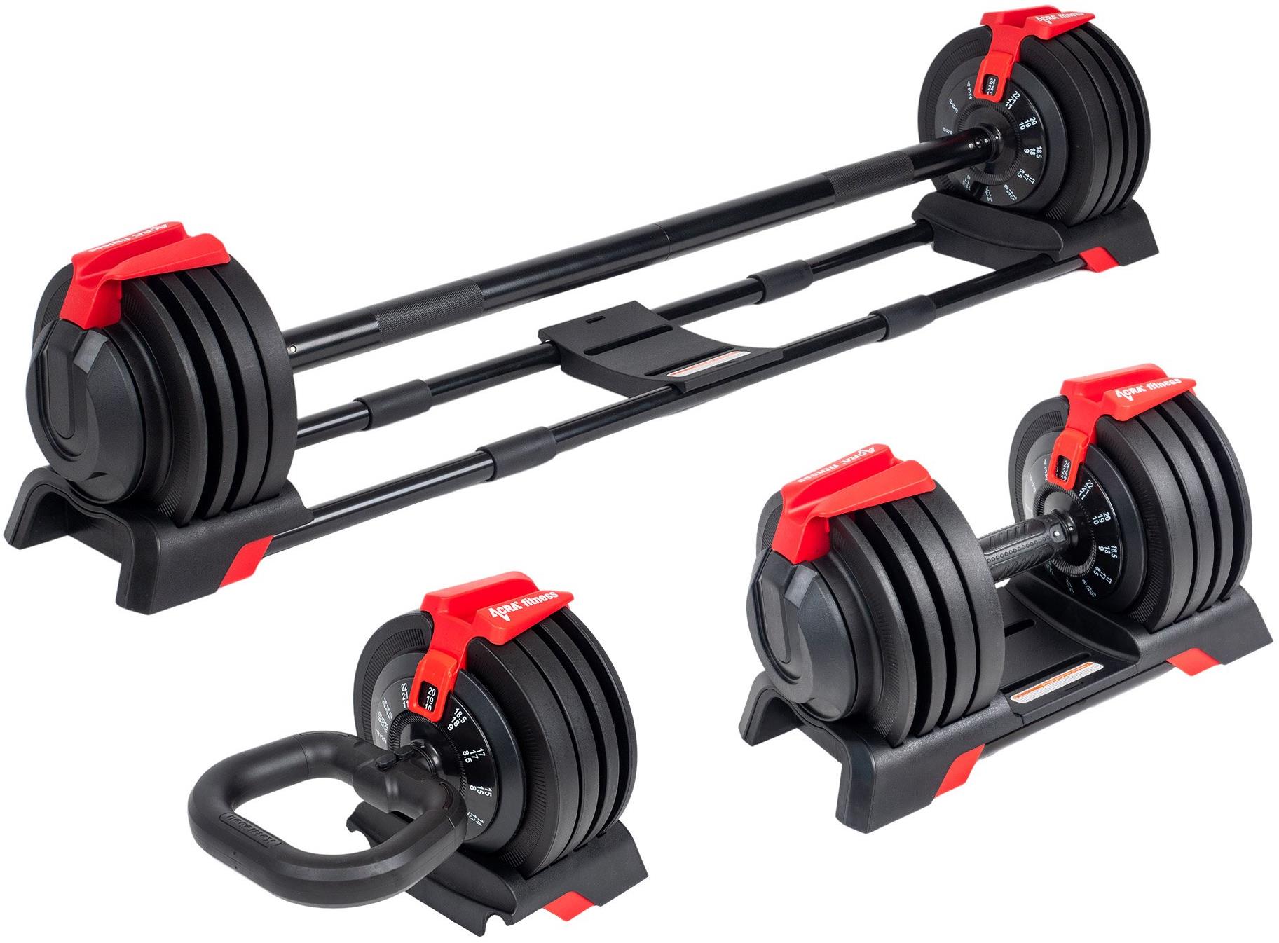 ACRA sada nastaviteľných činiek 24 kg, 3 v 1