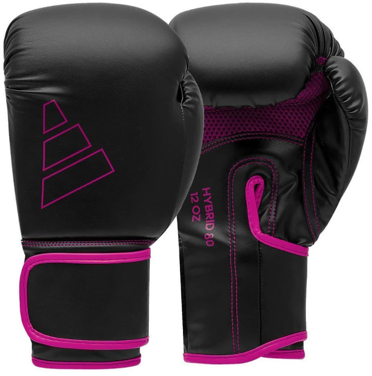 Adidas Boxerské rukavice Hybrid 80 – černo / růžové – 12 oz