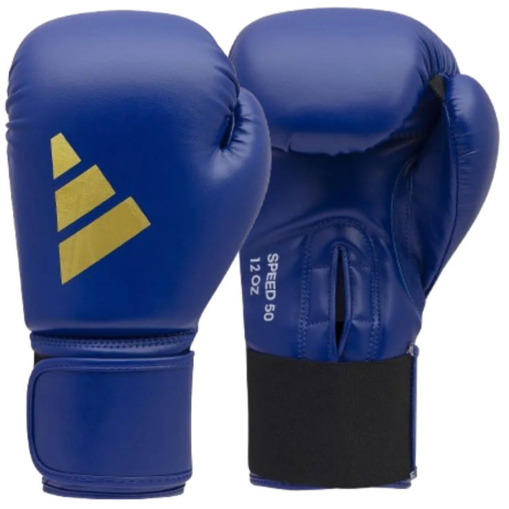 Adidas Boxerské rukavice Speed 50 – modro / zlaté – 10 oz