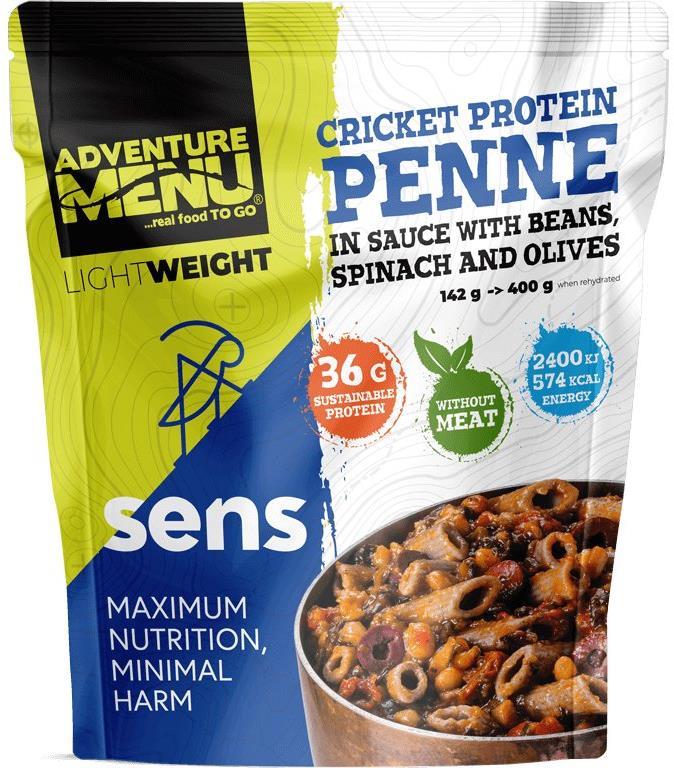 Adventure Menu/SENS – LightWeight Svrčkové proteínové penne v omáčke s fazuľami, špenátom a olivami