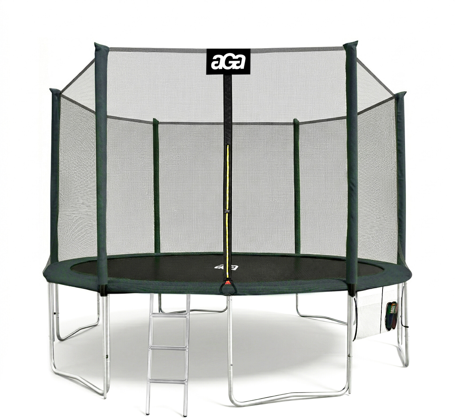Aga SPORT PRO Trampolína 400 cm tmavo zelená + ochranná sieť + rebrík + vrecko na obuv